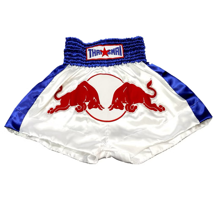 Thaismai - Muay Thai Shorts - Satin Red Bull White