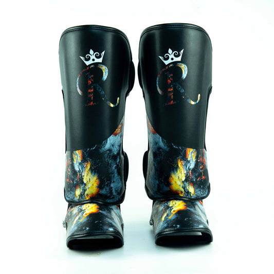 Semi Leather Raja Shin Guards - Black Sky