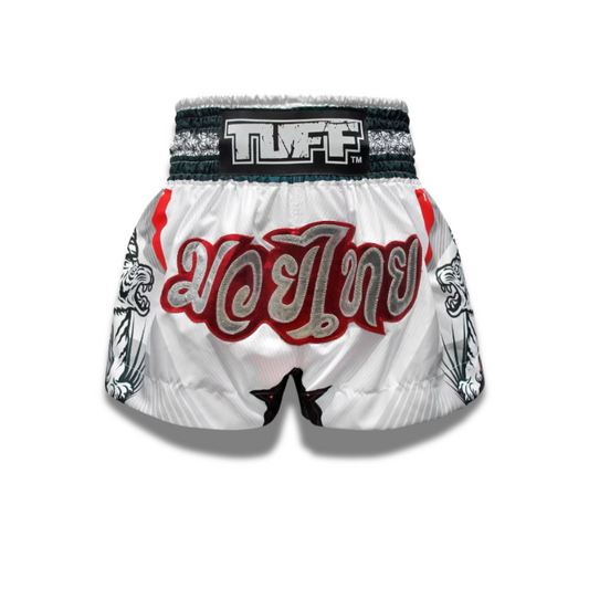 Tuff Muay Thai Shorts - White Double Tiger
