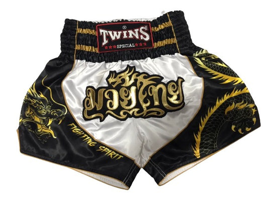 Twins Muay Thai Shorts - Black n White OGs - KICKPUNCHELBOW