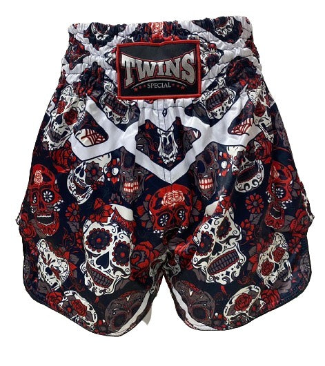 Twins Muay Thai Shorts - X Skulls Red - KICKPUNCHELBOW