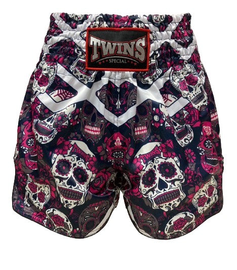 Twins Muay Thai Shorts - X Skulls Pink - KICKPUNCHELBOW