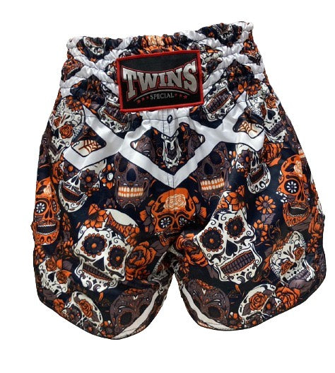 Twins Muay Thai Shorts - X Skulls Orange - KICKPUNCHELBOW
