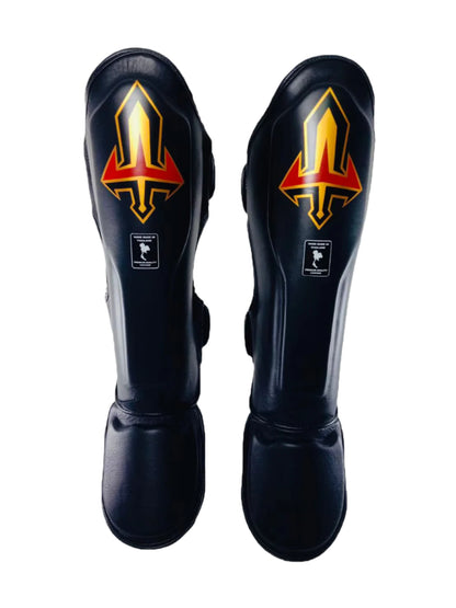 Arwut Muay Thai Leather Shin Guards SG3 Black