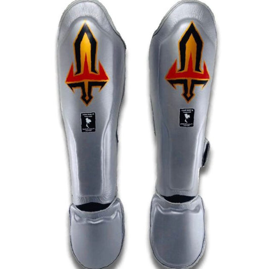 Arwut Muay Thai Leather Shin Guards SG3 Silver