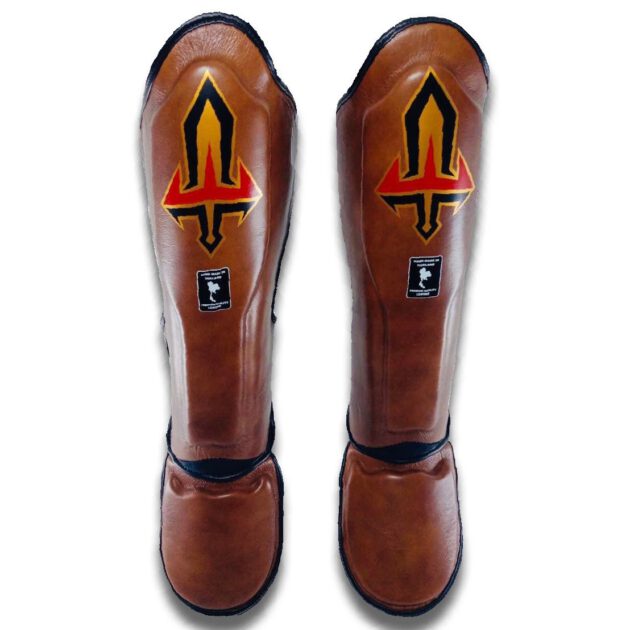 Arwut Muay Thai Leather Shin Guards SG3 Brown