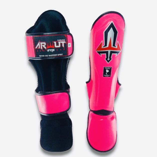 Arwut Muay Thai Leather Shin Guards SG3 Pink