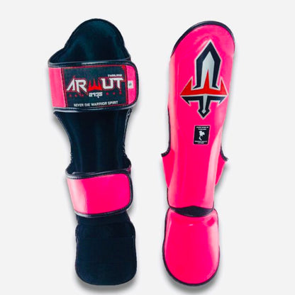 Arwut Muay Thai Leather Shin Guards SG3 Pink
