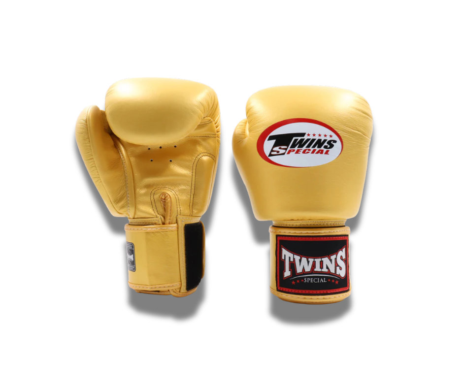 Twins Special Velcro Boxing Gloves BGVL3 in Gold, front view