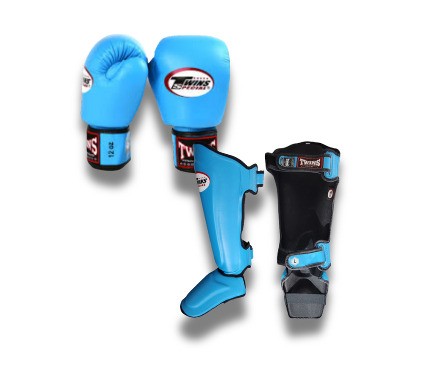 Twins Special - Sparring Set - BGVL3 Gloves/SGL10 Shin Guards - Light Blue