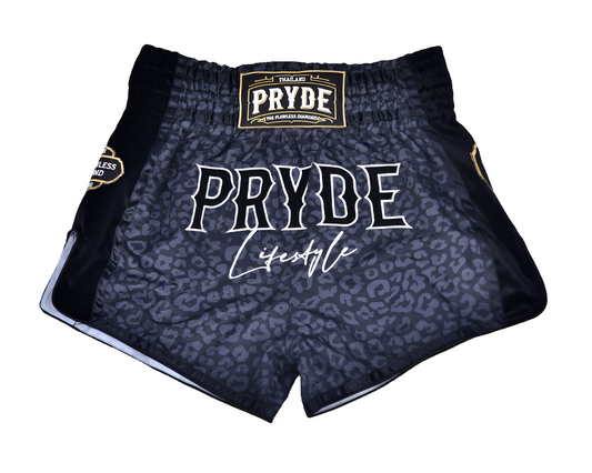Pryde Muay Thai Shorts - Wicked Black Leopard