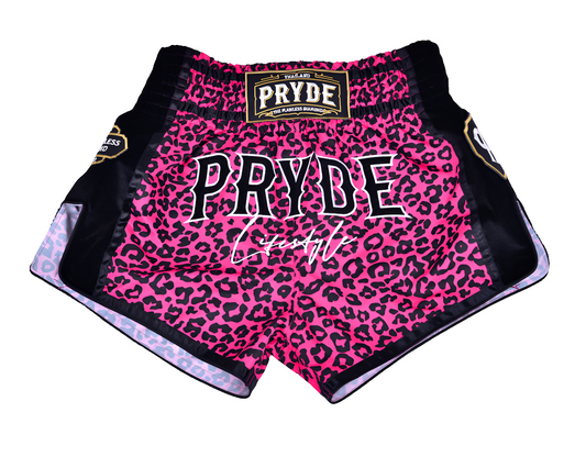 Pryde Muay Thai Shorts - Wicked Pink Leopard