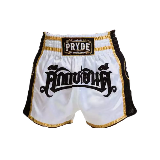 Pryde Muay Thai Shorts - Petchyindee (White)
