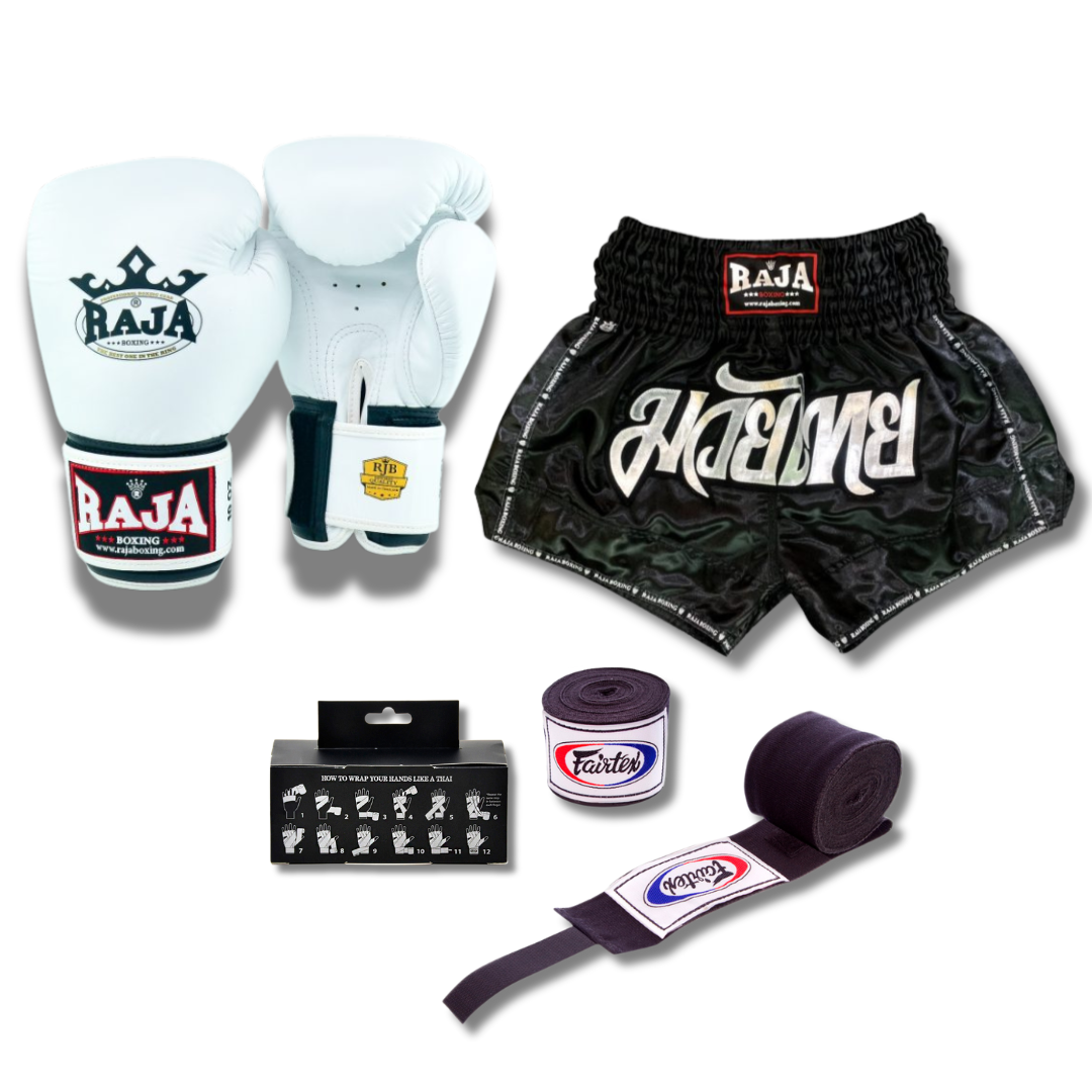 Raja Short & Glove Combo - White/Black