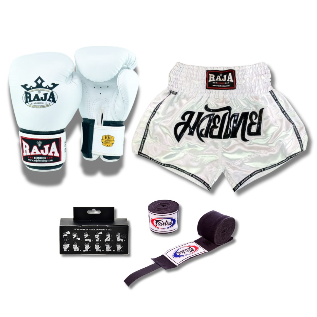 Raja Short & Glove Combo - White