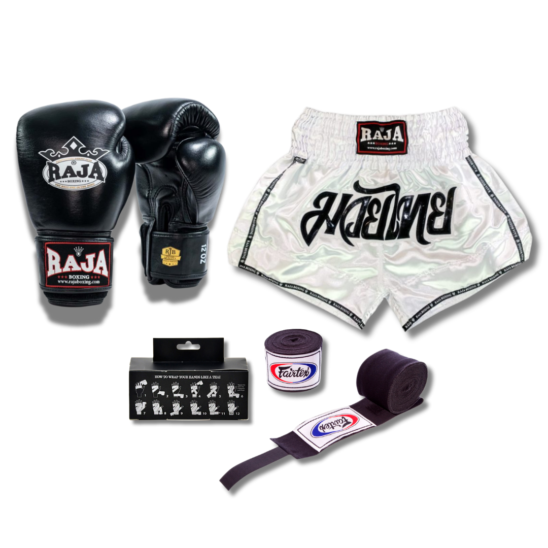 Raja Short & Glove Combo - Black/White