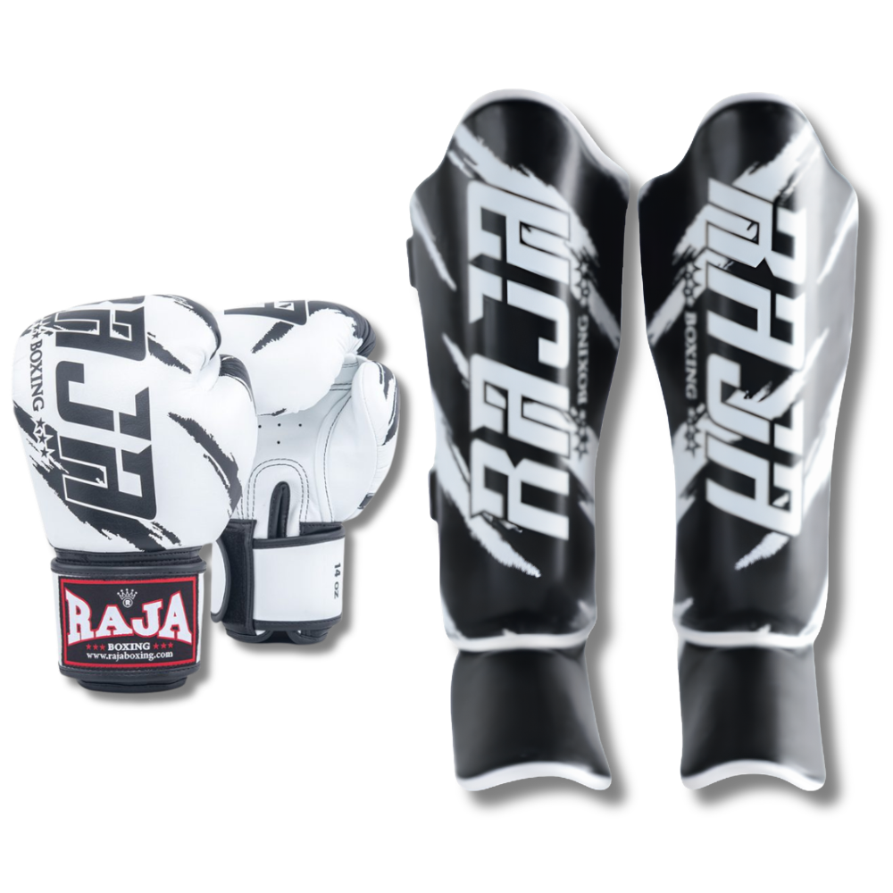 Raja Boxing - Sparring Set - Microfibre Streak V3 - Black/White