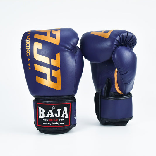 Raja Gloves - Big Text Semi Leather Navy - KICKPUNCHELBOW