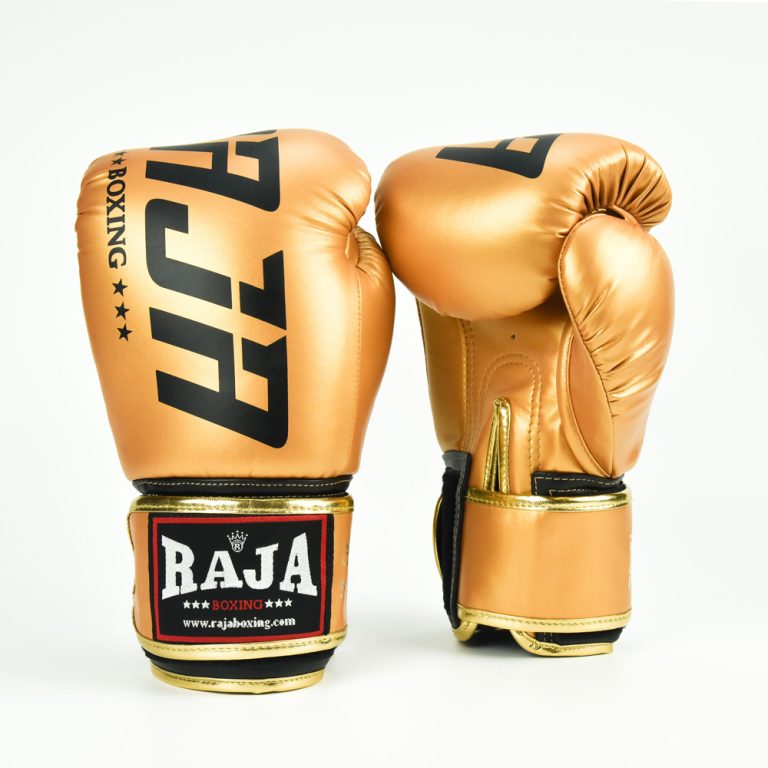 Raja Gloves - Big Text Semi Leather Gold - KICKPUNCHELBOW