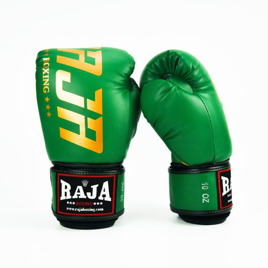 Raja Gloves - Big Text Semi Leather Green - KICKPUNCHELBOW