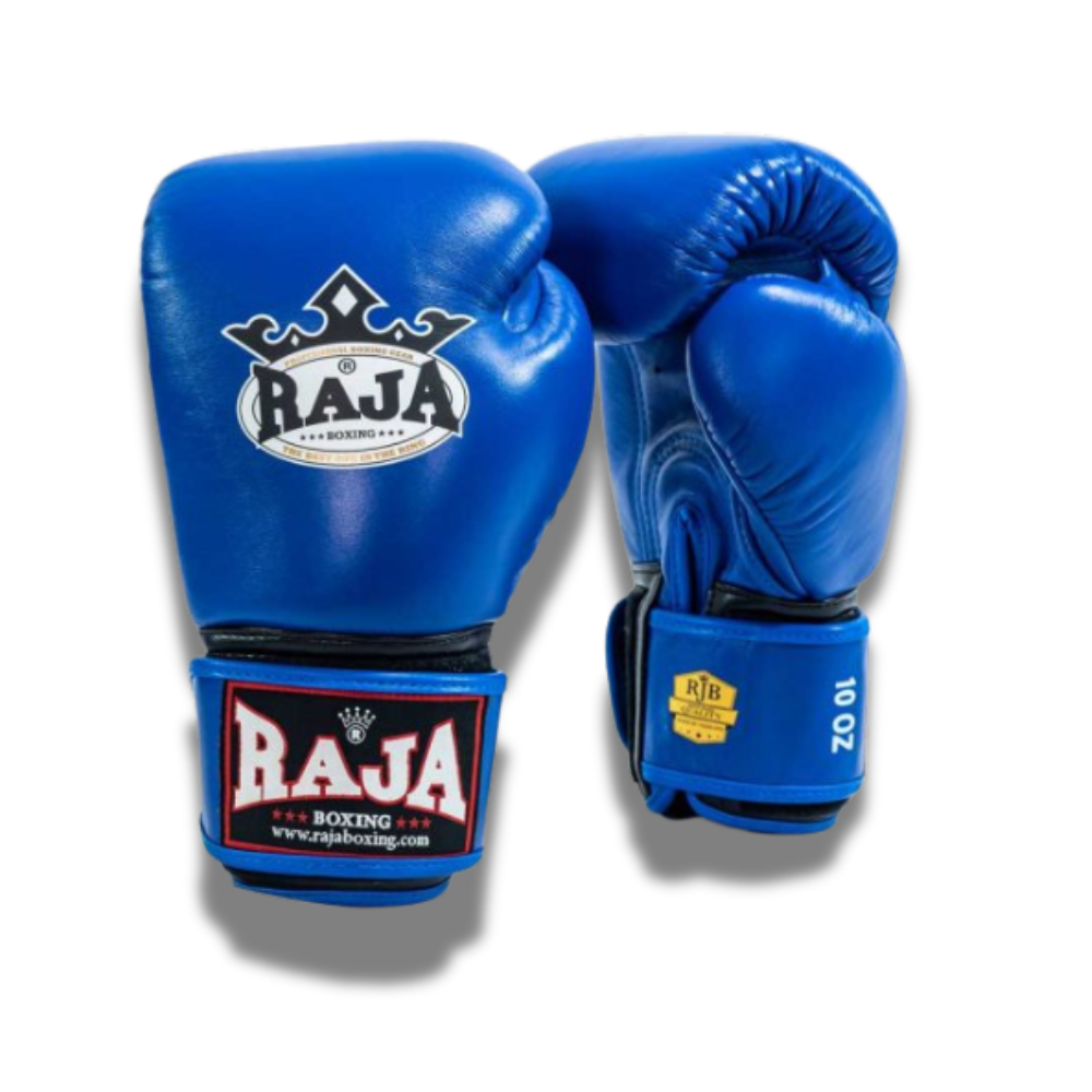 Raja Boxing - Velcro Boxing Gloves - RBGV1 Leather - Blue