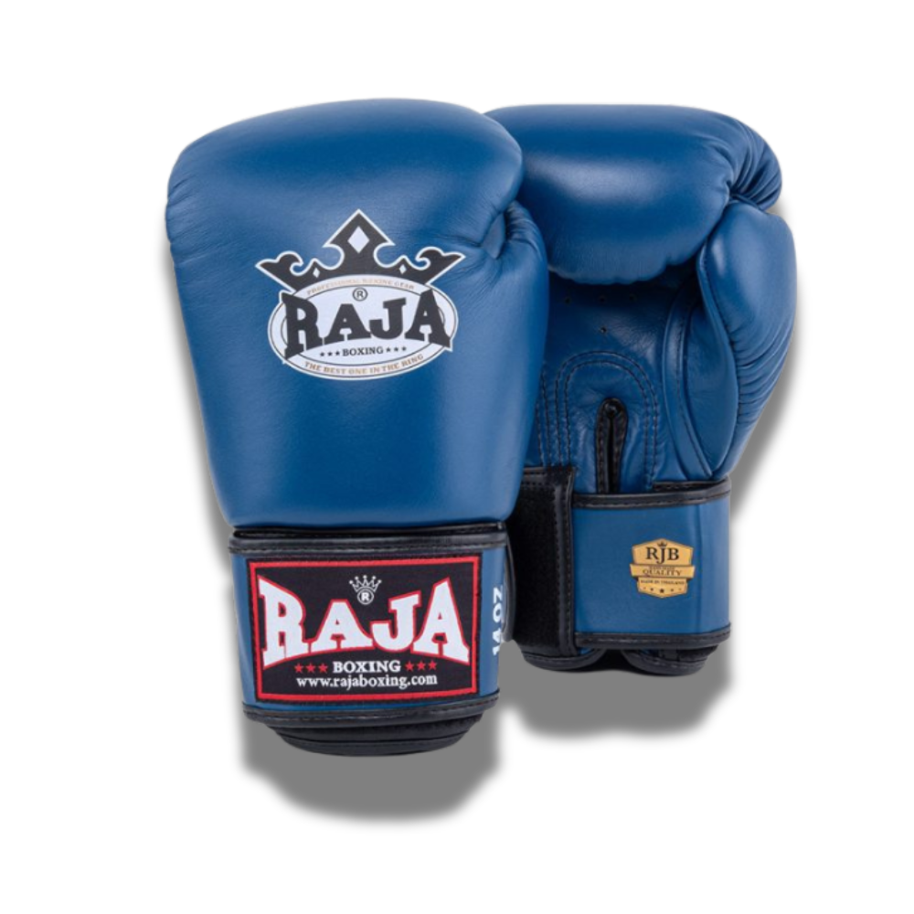 Raja Boxing - Velcro Boxing Gloves - RBGV1 Leather - Dark Blue