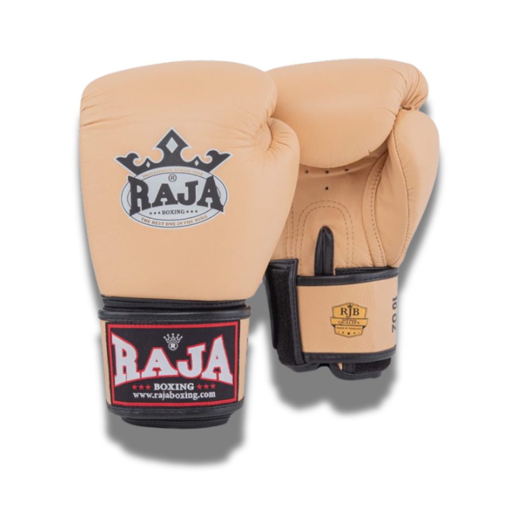 Raja Boxing - Velcro boxing Gloves - Microfibre  RBGV1-Cream