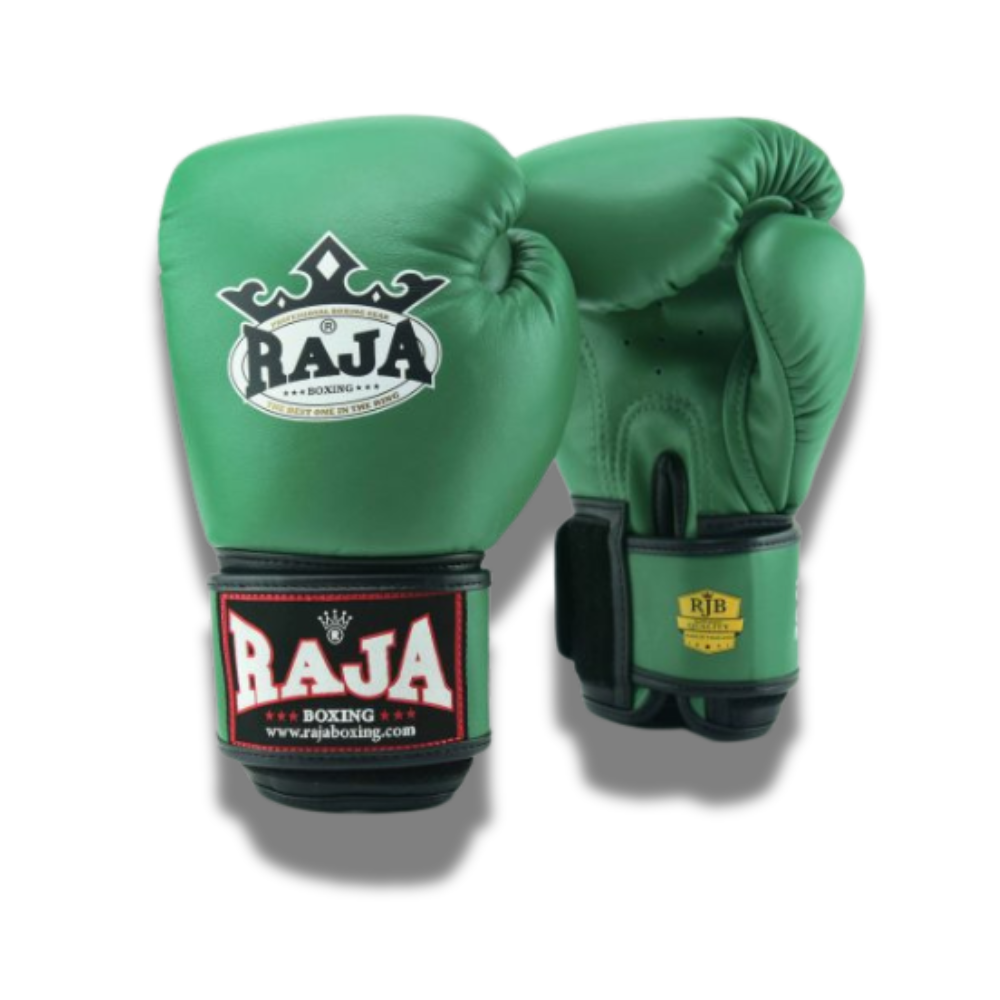 Raja Boxing - Velcro Boxing Gloves - RBGV1 Leather - Green