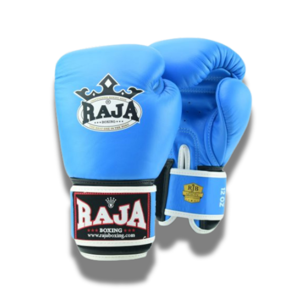 Raja Boxing - Velcro boxing Gloves - Microfibre  RBGV1-Light Blue