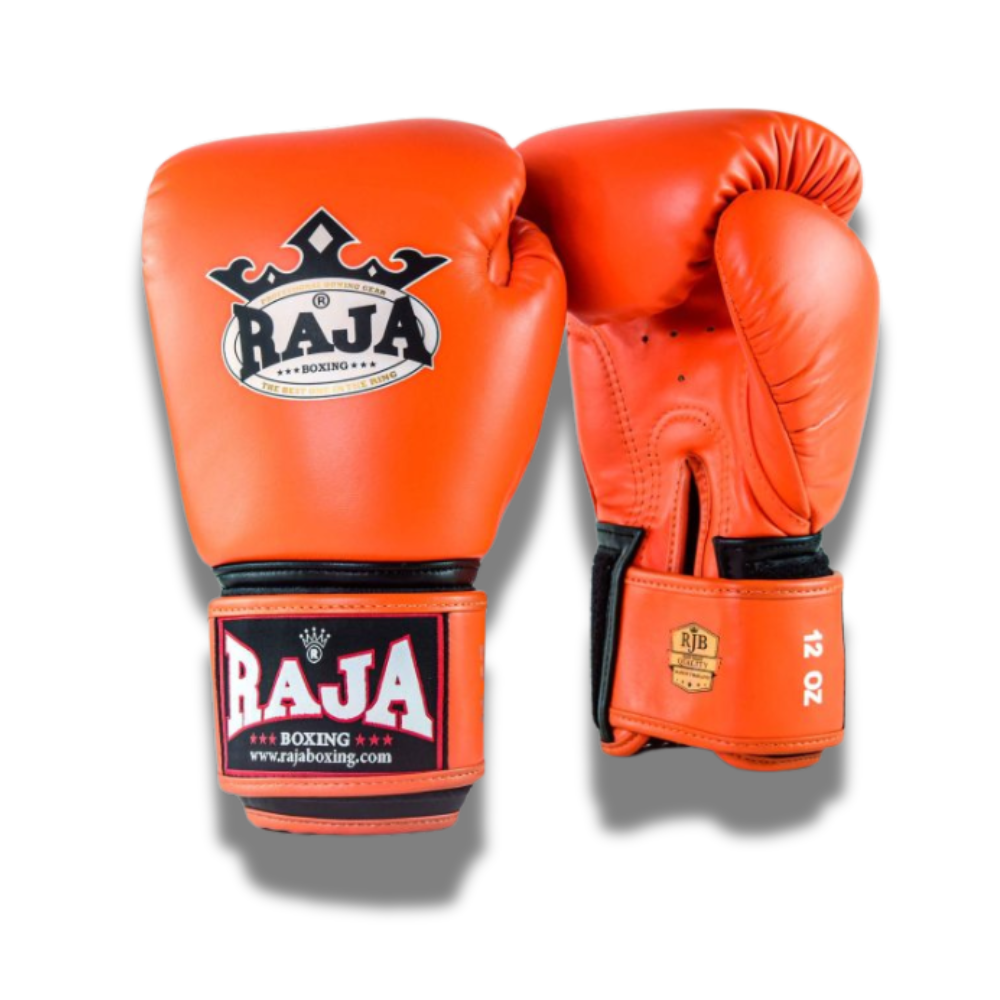 Raja Boxing - Velcro Boxing Gloves - RBGV1 Leather - Orange