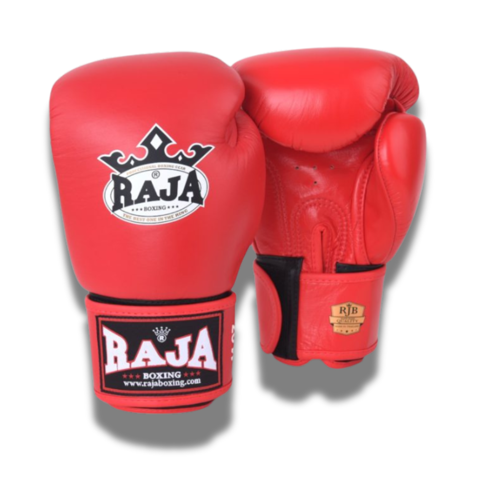 Raja Boxing - Velcro Boxing Gloves - BG1 Leather - Red