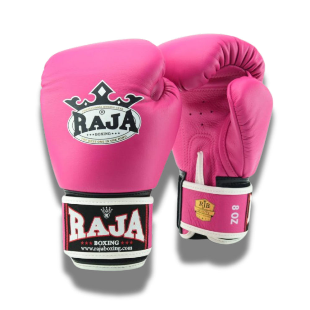Raja Boxing - Velcro Boxing Gloves - RBGV1 Leather - Pink