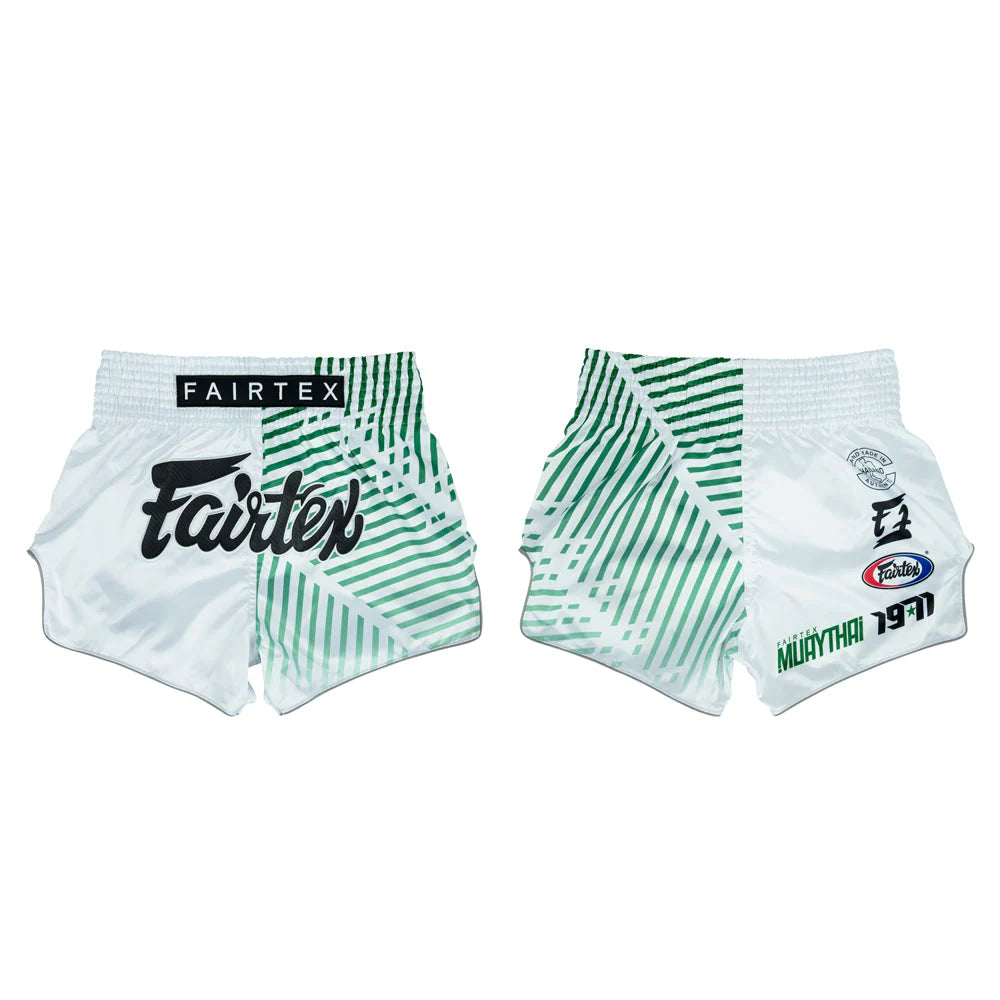 Fairtex Muay Thai Shorts - Racer White - KICKPUNCHELBOW