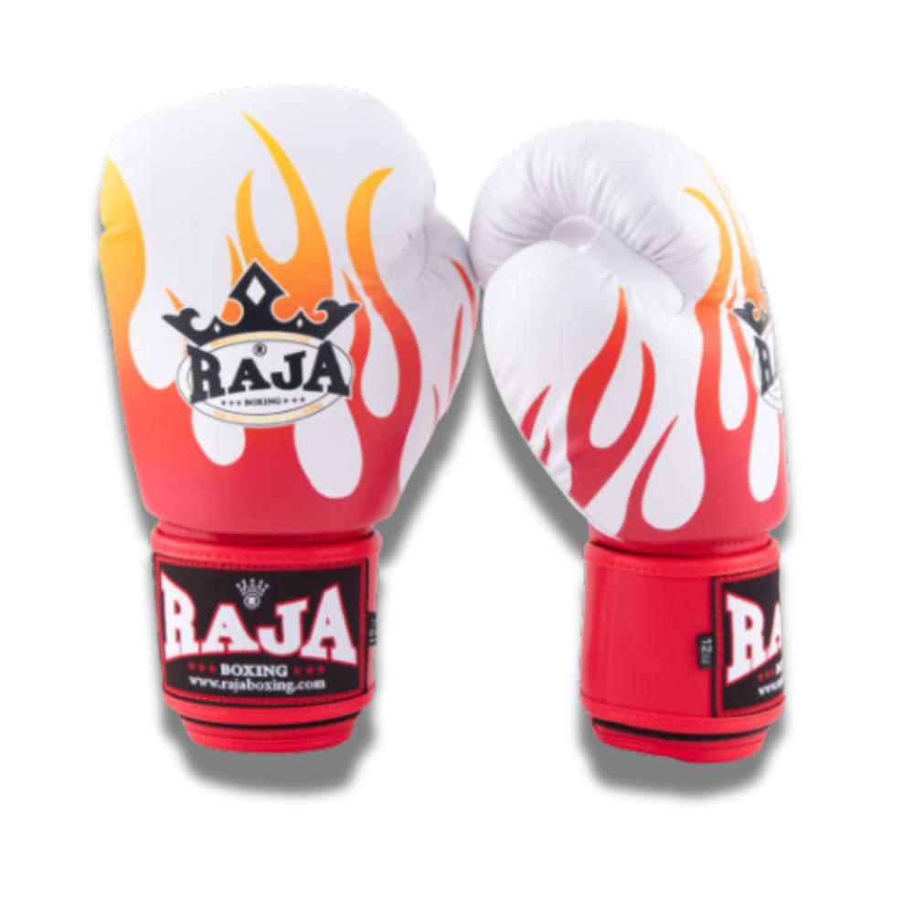 Raja Boxing - Velcro Boxing Gloves – Semi Leather Spitfire RFBGV_158 - White