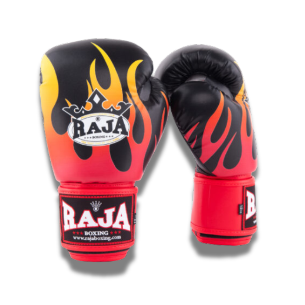 Raja Boxing - Velcro Boxing Gloves – Semi Leather Spitfire RFBGV_159 - Black