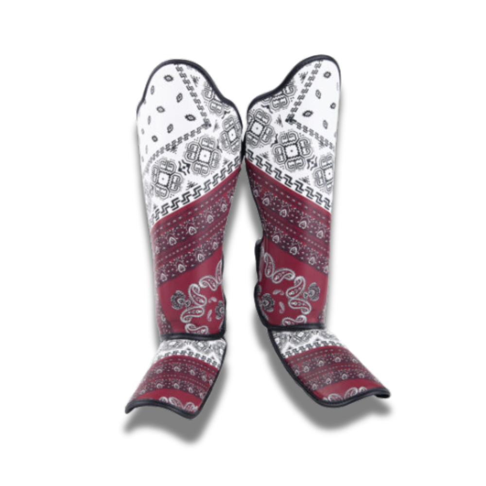 Raja Shin Guards - Semi Leather -RFBSG-109  Paisley - Red