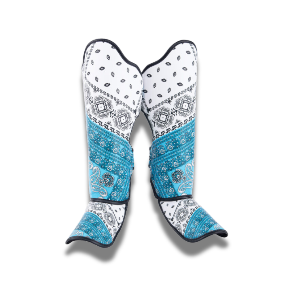 Raja Shin Guards - Semi Leather -RFBSG-110  Paisley - Blue