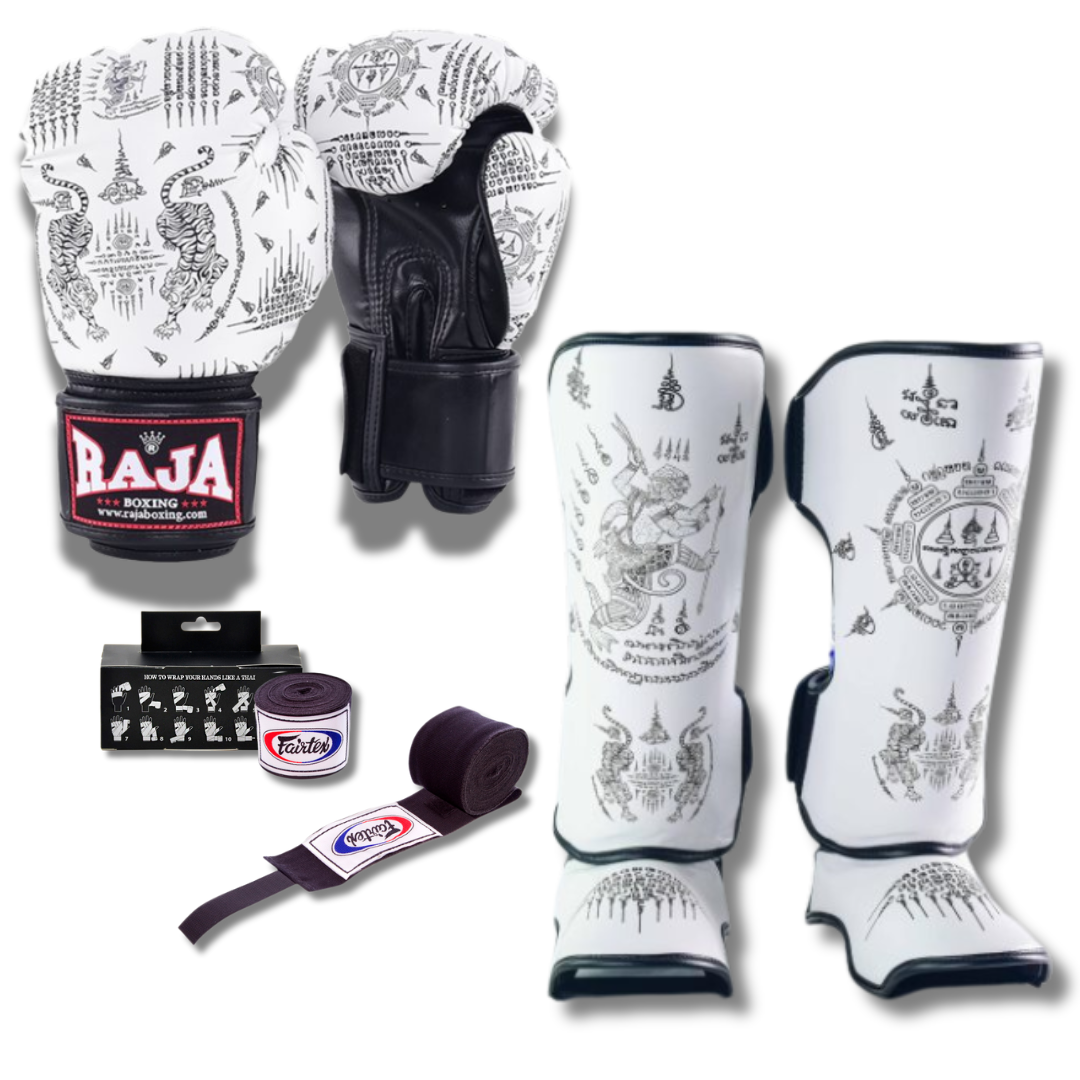 Raja Fancy Sparring Set - Sak Yant White