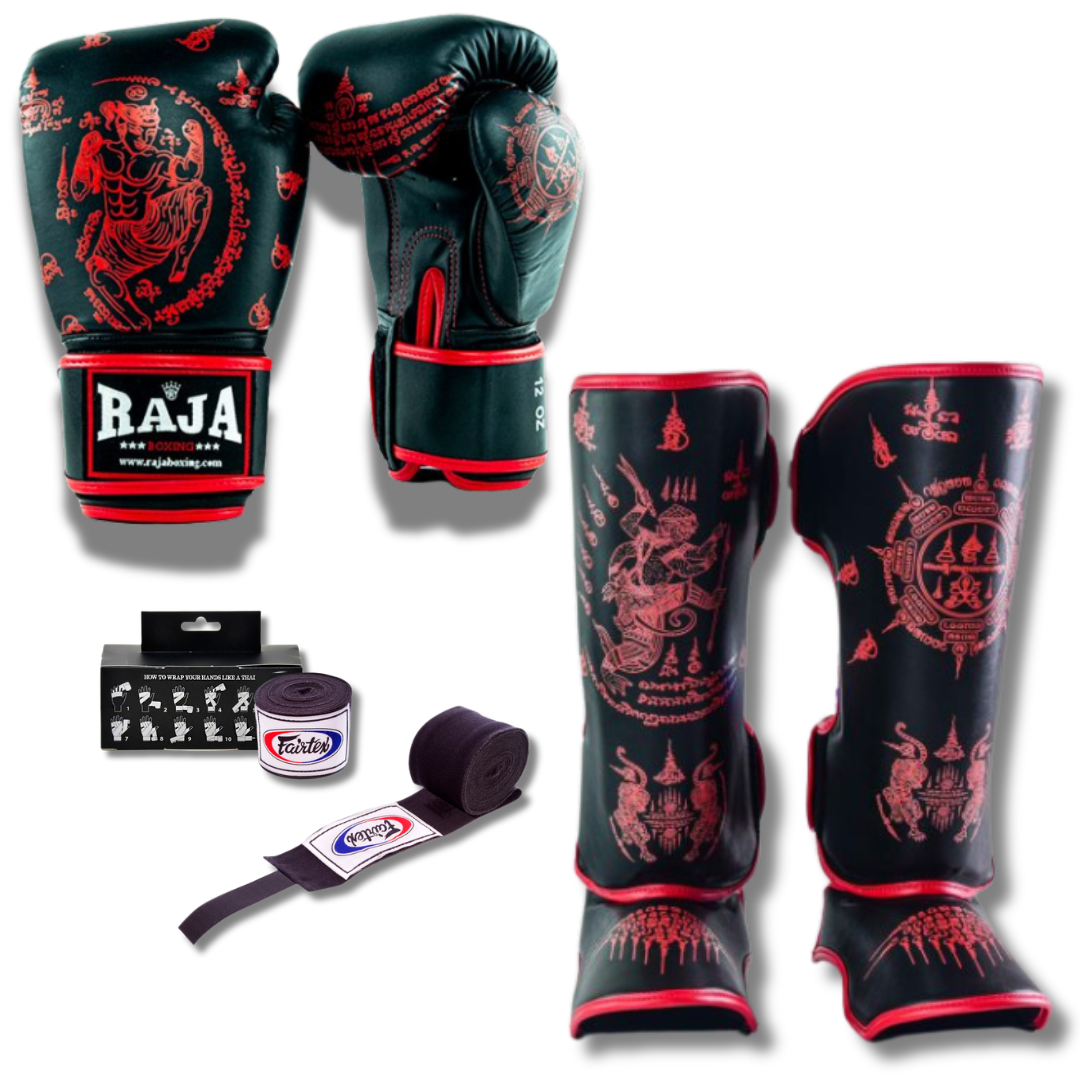 Raja Fancy Sparring Set - Sak Yant Black