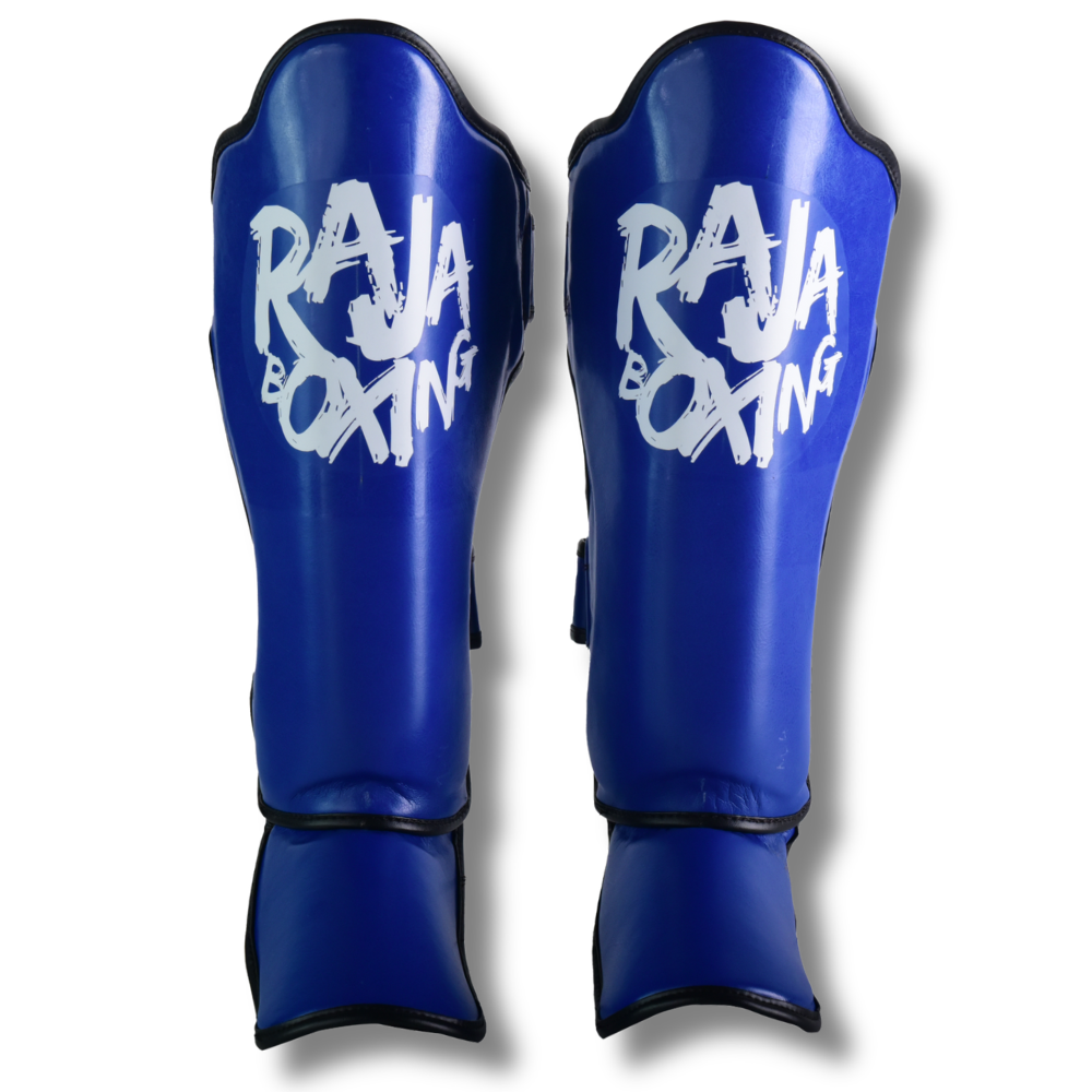 Raja Boxing - Shin Guards - Microfibre Graffiti V4 - Blue