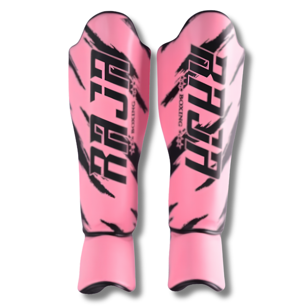 Raja Boxing - Shin Guards - Leather Streak V3 - Pink