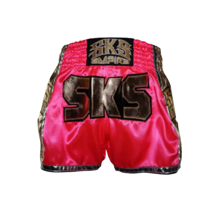 SKS Empire Muaythai Thai Shorts - BigLogo (Pink/Gold)