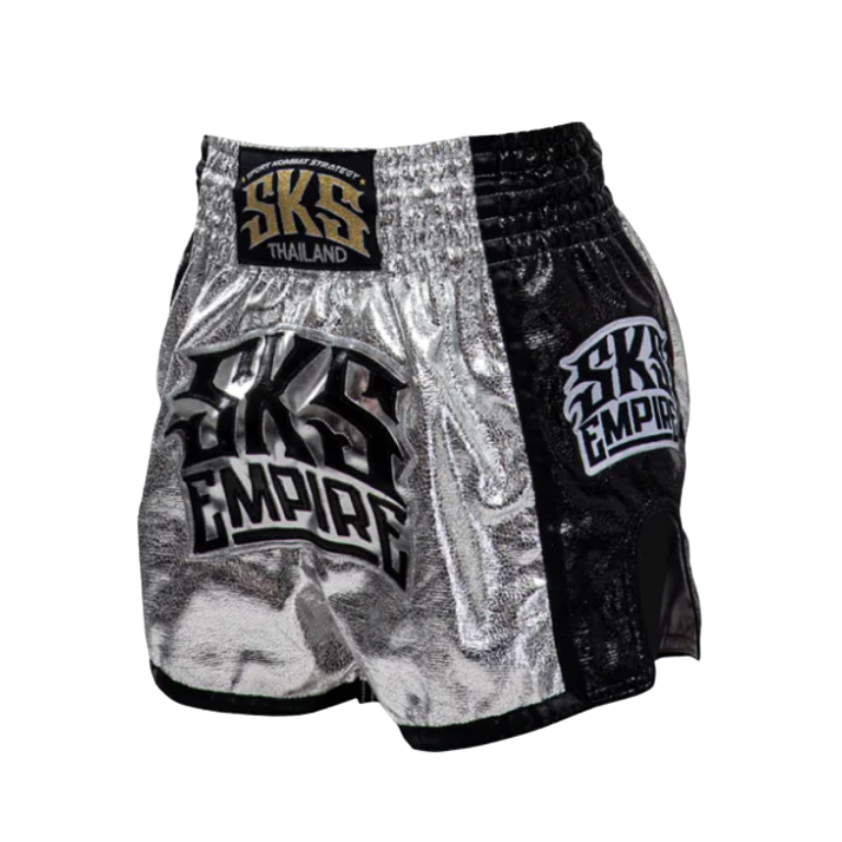 SKS Empire Muaythai Thai Shorts - Silver/Black