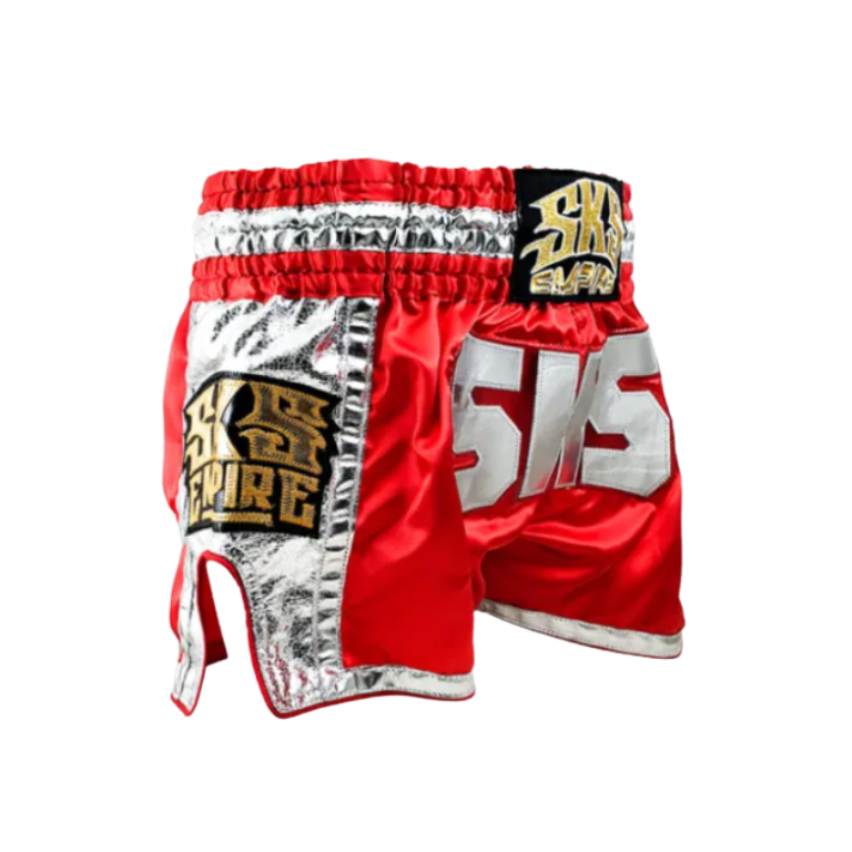 SKS Empire Muaythai Thai Shorts - BigLogo (Red/Silver)