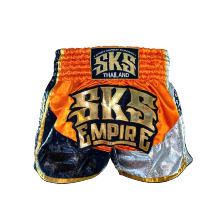 SKS Empire Muaythai Thai Shorts - Empire (Orange/Black/Silver)