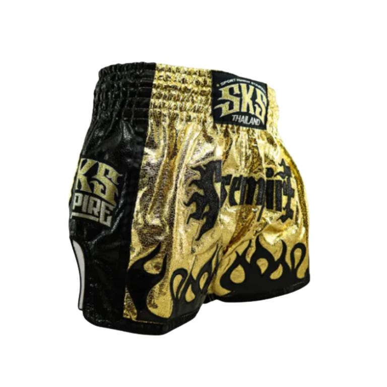 SKS Empire Muaythai Thai Shorts - Fire (Gold/Black)