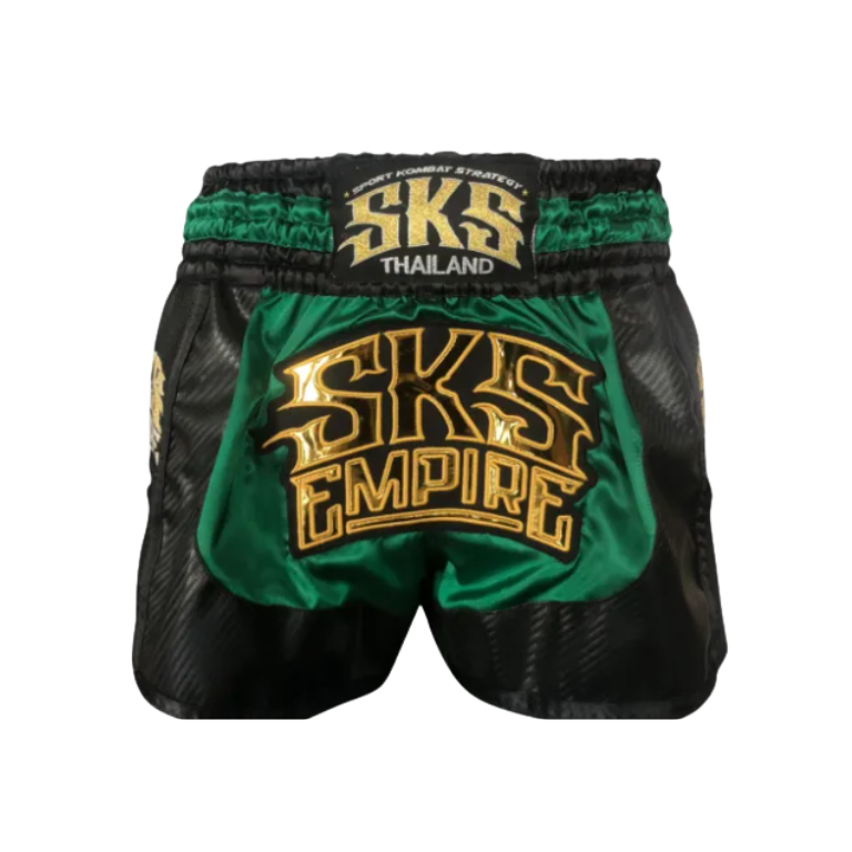 SKS Empire Muaythai Thai Shorts - Kevlar (Green/Black)