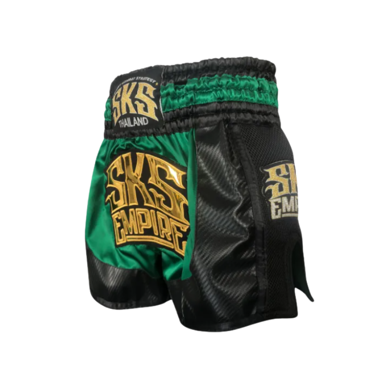 SKS Empire Muaythai Thai Shorts - Kevlar (Green/Black)