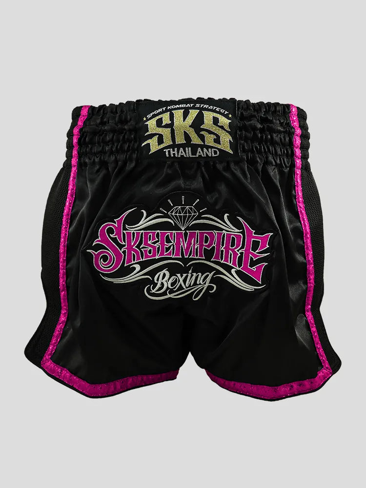 SKS Empire Retro Muaythai Thai Shorts - (Thai Graphic Rim)-PINK