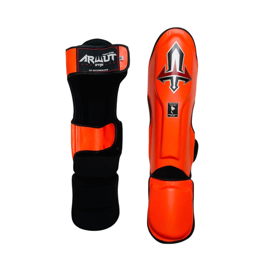Arwut Muay Thai Leather Shin Guards SG3 Orange